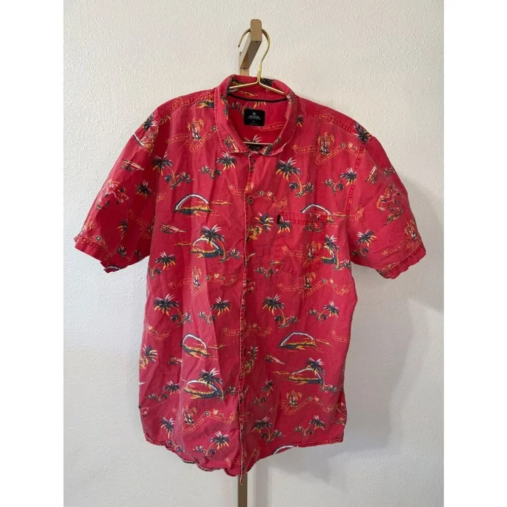 Rip Curl- Red Tropical Button-Down Shirt- The Aloha experience- XL